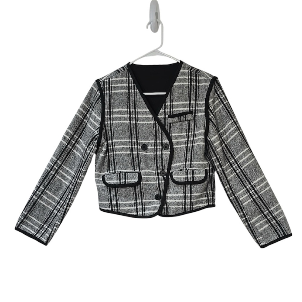 3/$15 Dazy Blazer Women’s Small Academia Clueless Y2K Black/White Plaid Jacket